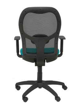 Modelo Jorquera - Silla de oficina ergonómica con mecanismo sincro, brazos regulables y ajustable en altura - Respaldo de malla transpirable en color negro y asiento tapizados en tejido BALI color turquesa claro