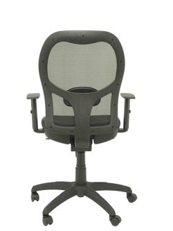 Modelo Jorquera - Silla de oficina ergonómica con mecanismo sincro, brazos regulables y ajustable en altura  Respaldo de malla transpirable en color negro y asiento tapizados en tejido SIMILPIEL color negro