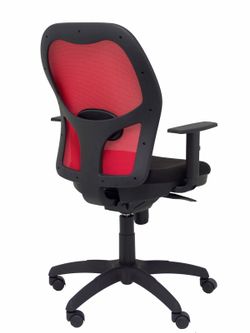 Modelo Jorquera - Silla de oficina ergonómica con mecanismo sincro, brazos regulables y ajustable en altura - Respaldo de malla transpirable en color rojo y asiento tapizados en tejido BALI color negro