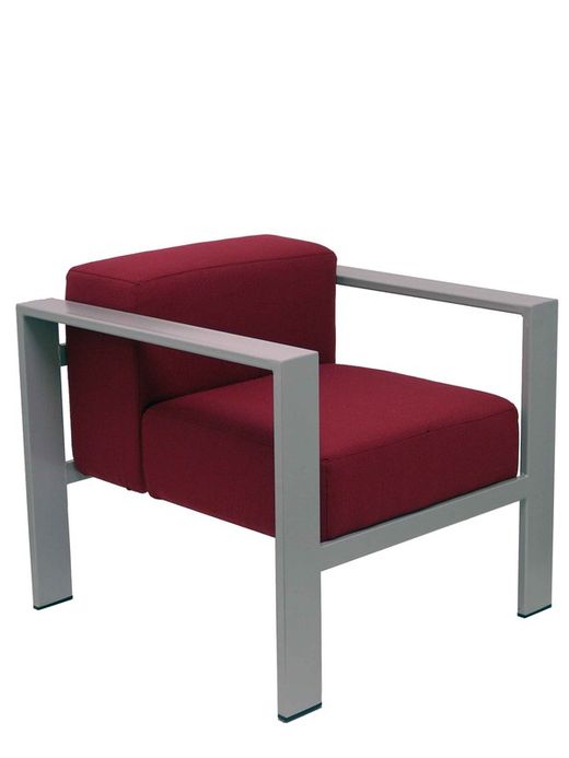 Modelo Lazaro - Sofa de Modulo/espera de una plaza - Tapizado en tejido BALI color granate con estructura pintada en epoxi RAL 9006.