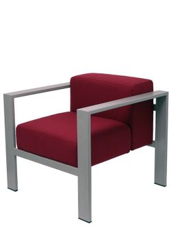 Modelo Lazaro - Sofa de Modulo/espera de una plaza - Tapizado en tejido BALI color granate con estructura pintada en epoxi RAL 9006.