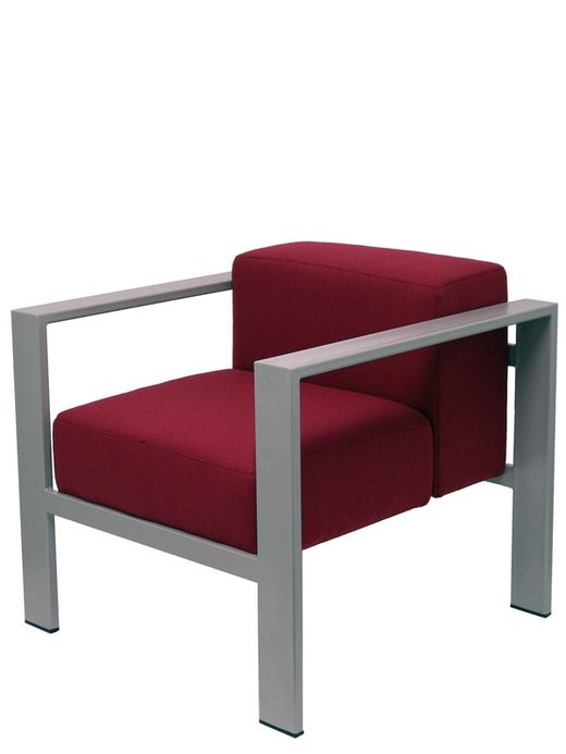 Modelo Lazaro - Sofa de Modulo/espera de una plaza - Tapizado en tejido BALI color granate con estructura pintada en epoxi RAL 9006.