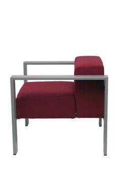 Modelo Lazaro - Sofa de Modulo/espera de una plaza - Tapizado en tejido BALI color granate con estructura pintada en epoxi RAL 9006.