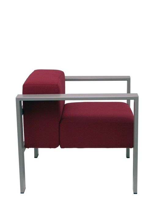 Modelo Lazaro - Sofa de Modulo/espera de una plaza - Tapizado en tejido BALI color granate con estructura pintada en epoxi RAL 9006.