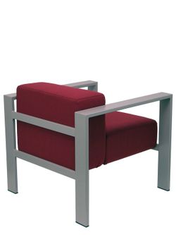 Modelo Lazaro - Sofa de Modulo/espera de una plaza - Tapizado en tejido BALI color granate con estructura pintada en epoxi RAL 9006.