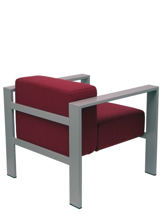 Modelo Lazaro - Sofa de Modulo/espera de una plaza - Tapizado en tejido BALI color granate con estructura pintada en epoxi RAL 9006.