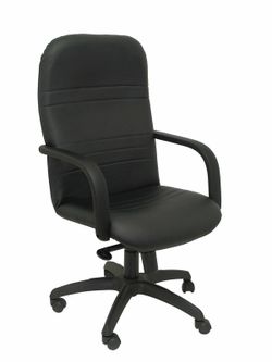 Modelo Letur - Sillón de dirección ergonómico con mecanismo basculante y regulable en altura - Asiento y respaldo tapizados en piel color negro
