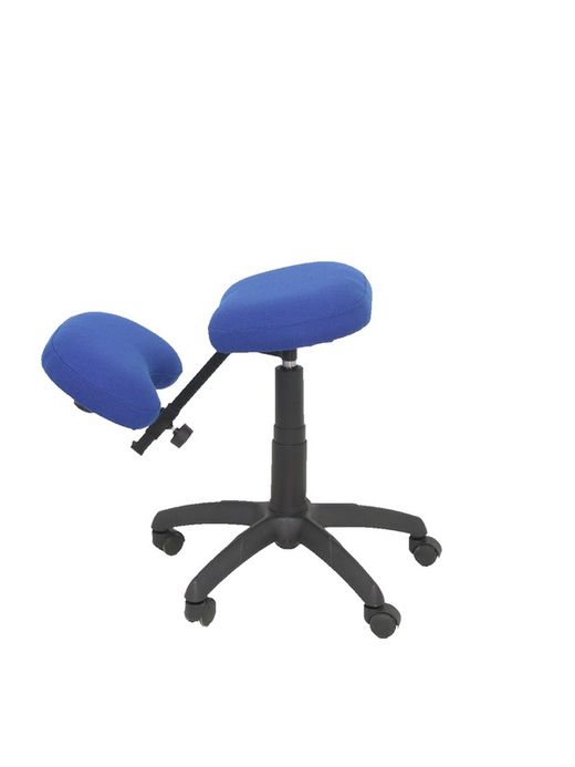 Modelo Lietor - Taburete de oficina ergonómico giratorio y regulable en altura - Asiento tapizado en tejido BALI color azul (RODILLERA REGULABLE)