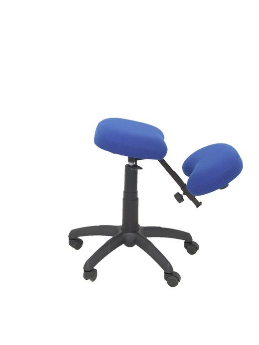 Modelo Lietor - Taburete de oficina ergonómico giratorio y regulable en altura - Asiento tapizado en tejido BALI color azul (RODILLERA REGULABLE)