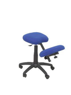 Modelo Lietor - Taburete de oficina ergonómico giratorio y regulable en altura - Asiento tapizado en tejido BALI color azul (RODILLERA REGULABLE)