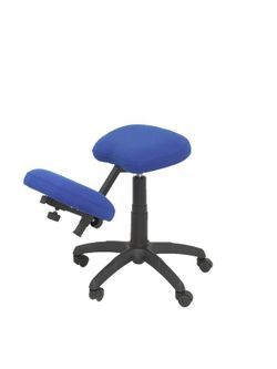 Modelo Lietor - Taburete de oficina ergonómico giratorio y regulable en altura - Asiento tapizado en tejido BALI color azul (RODILLERA REGULABLE)