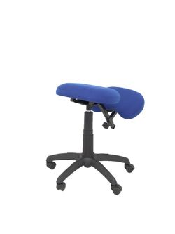 Modelo Lietor - Taburete de oficina ergonómico giratorio y regulable en altura - Asiento tapizado en tejido BALI color azul (RODILLERA REGULABLE)