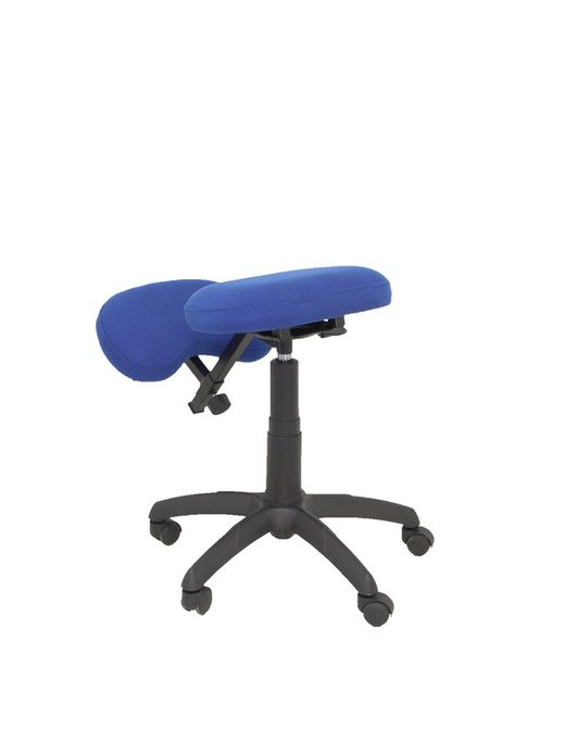Modelo Lietor - Taburete de oficina ergonómico giratorio y regulable en altura - Asiento tapizado en tejido BALI color azul (RODILLERA REGULABLE)