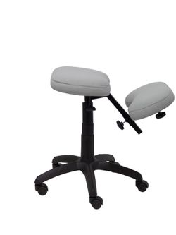 Modelo Lietor - Taburete de oficina ergonómico giratorio y regulable en altura - Asiento tapizado en tejido BALI color gris (RODILLERA REGULABLE)