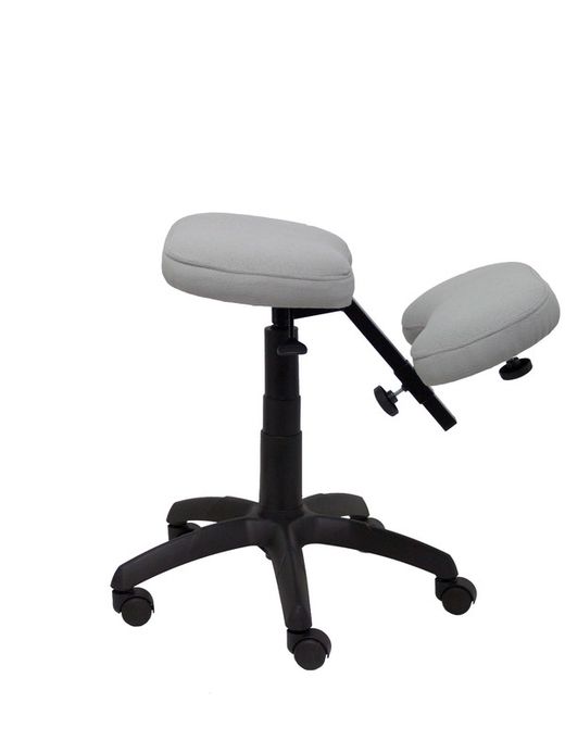 Modelo Lietor - Taburete de oficina ergonómico giratorio y regulable en altura - Asiento tapizado en tejido BALI color gris (RODILLERA REGULABLE)