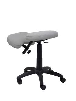 Modelo Lietor - Taburete de oficina ergonómico giratorio y regulable en altura - Asiento tapizado en tejido BALI color gris (RODILLERA REGULABLE)