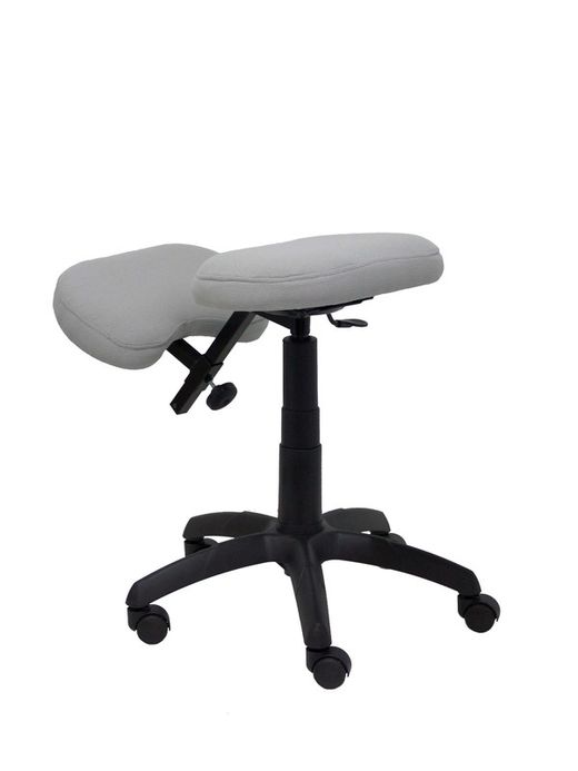 Modelo Lietor - Taburete de oficina ergonómico giratorio y regulable en altura - Asiento tapizado en tejido BALI color gris (RODILLERA REGULABLE)