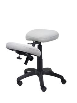 Modelo Lietor - Taburete de oficina ergonómico giratorio y regulable en altura - Asiento tapizado en tejido BALI color gris (RODILLERA REGULABLE)