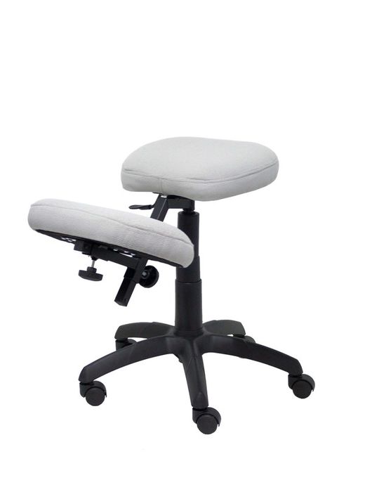 Modelo Lietor - Taburete de oficina ergonómico giratorio y regulable en altura - Asiento tapizado en tejido BALI color gris (RODILLERA REGULABLE)