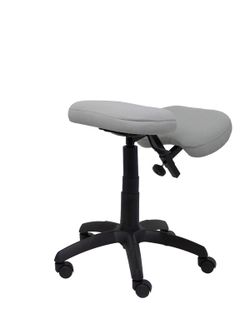 Modelo Lietor - Taburete de oficina ergonómico giratorio y regulable en altura - Asiento tapizado en tejido BALI color gris (RODILLERA REGULABLE)
