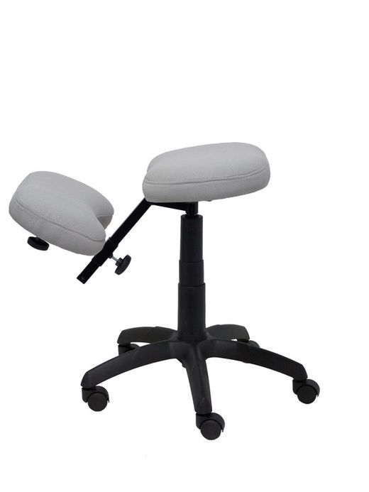 Modelo Lietor - Taburete de oficina ergonómico giratorio y regulable en altura - Asiento tapizado en tejido BALI color gris (RODILLERA REGULABLE)