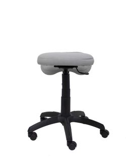 Modelo Lietor - Taburete de oficina ergonómico giratorio y regulable en altura - Asiento tapizado en tejido BALI color gris (RODILLERA REGULABLE)