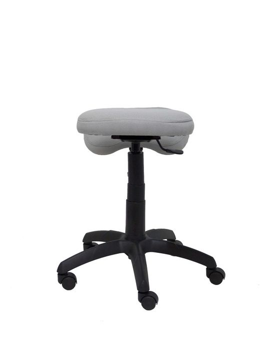 Modelo Lietor - Taburete de oficina ergonómico giratorio y regulable en altura - Asiento tapizado en tejido BALI color gris (RODILLERA REGULABLE)