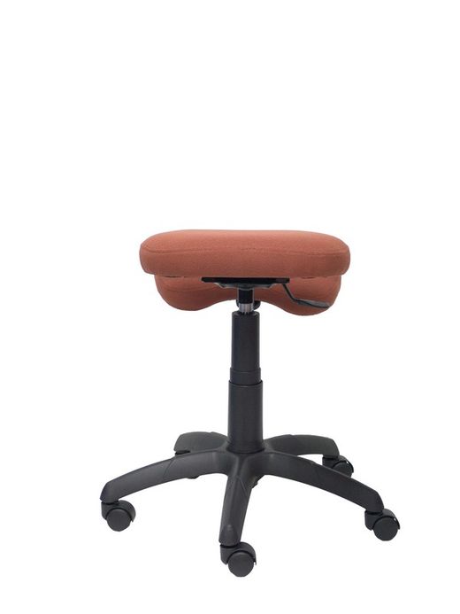 Modelo Lietor - Taburete de oficina ergonómico giratorio y regulable en altura - Asiento tapizado en tejido BALI color marrón (RODILLERA REGULABLE)
