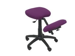 Modelo Lietor - Taburete de oficina ergonómico giratorio y regulable en altura - Asiento tapizado en tejido BALI color morado (RODILLERA REGULABLE)
