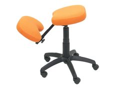 Modelo Lietor - Taburete de oficina ergonómico giratorio y regulable en altura - Asiento tapizado en tejido BALI color naranja (RODILLERA REGULABLE)