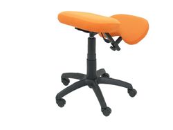 Modelo Lietor - Taburete de oficina ergonómico giratorio y regulable en altura - Asiento tapizado en tejido BALI color naranja (RODILLERA REGULABLE)