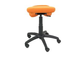 Modelo Lietor - Taburete de oficina ergonómico giratorio y regulable en altura - Asiento tapizado en tejido BALI color naranja (RODILLERA REGULABLE)