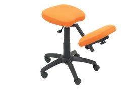 Modelo Lietor - Taburete de oficina ergonómico giratorio y regulable en altura - Asiento tapizado en tejido BALI color naranja (RODILLERA REGULABLE)