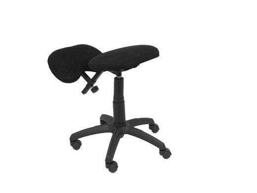 Modelo Lietor - Taburete de oficina ergonómico giratorio y regulable en altura - Asiento tapizado en tejido BALI color negro (RODILLERA REGULABLE)