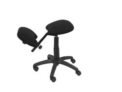 Modelo Lietor - Taburete de oficina ergonómico giratorio y regulable en altura - Asiento tapizado en tejido BALI color negro (RODILLERA REGULABLE)