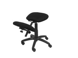 Modelo Lietor - Taburete de oficina ergonómico giratorio y regulable en altura - Asiento tapizado en tejido BALI color negro (RODILLERA REGULABLE)