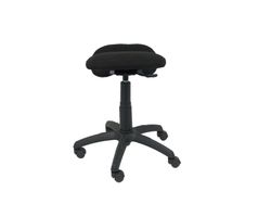 Modelo Lietor - Taburete de oficina ergonómico giratorio y regulable en altura - Asiento tapizado en tejido BALI color negro (RODILLERA REGULABLE)