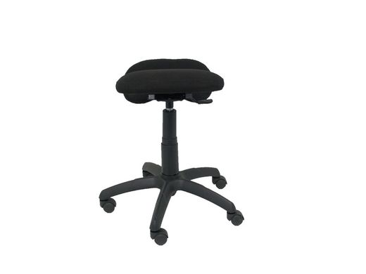 Modelo Lietor - Taburete de oficina ergonómico giratorio y regulable en altura - Asiento tapizado en tejido BALI color negro (RODILLERA REGULABLE)