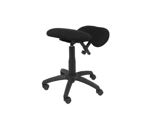 Modelo Lietor - Taburete de oficina ergonómico giratorio y regulable en altura - Asiento tapizado en tejido BALI color negro (RODILLERA REGULABLE)