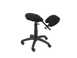 Modelo Lietor - Taburete de oficina ergonómico giratorio y regulable en altura - Asiento tapizado en tejido BALI color negro (RODILLERA REGULABLE)