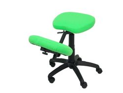 Modelo Lietor - Taburete de oficina ergonómico giratorio y regulable en altura - Asiento tapizado en tejido BALI color pistacho (RODILLERA REGULABLE)