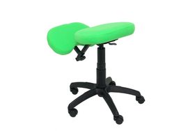 Modelo Lietor - Taburete de oficina ergonómico giratorio y regulable en altura - Asiento tapizado en tejido BALI color pistacho (RODILLERA REGULABLE)