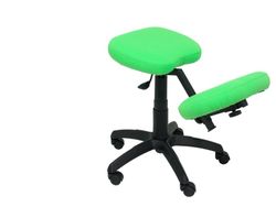 Modelo Lietor - Taburete de oficina ergonómico giratorio y regulable en altura - Asiento tapizado en tejido BALI color pistacho (RODILLERA REGULABLE)
