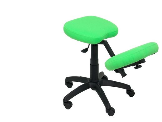Modelo Lietor - Taburete de oficina ergonómico giratorio y regulable en altura - Asiento tapizado en tejido BALI color pistacho (RODILLERA REGULABLE)