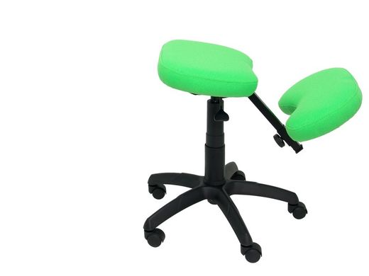 Modelo Lietor - Taburete de oficina ergonómico giratorio y regulable en altura - Asiento tapizado en tejido BALI color pistacho (RODILLERA REGULABLE)