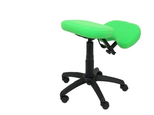 Modelo Lietor - Taburete de oficina ergonómico giratorio y regulable en altura - Asiento tapizado en tejido BALI color pistacho (RODILLERA REGULABLE)