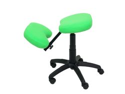 Modelo Lietor - Taburete de oficina ergonómico giratorio y regulable en altura - Asiento tapizado en tejido BALI color pistacho (RODILLERA REGULABLE)