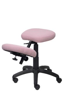 Modelo Lietor - Taburete de oficina ergonómico giratorio y regulable en altura - Asiento tapizado en tejido BALI color rosa pálido (RODILLERA REGULABLE)
