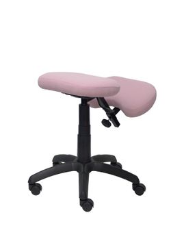 Modelo Lietor - Taburete de oficina ergonómico giratorio y regulable en altura - Asiento tapizado en tejido BALI color rosa pálido (RODILLERA REGULABLE)