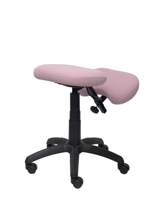Modelo Lietor - Taburete de oficina ergonómico giratorio y regulable en altura - Asiento tapizado en tejido BALI color rosa pálido (RODILLERA REGULABLE)